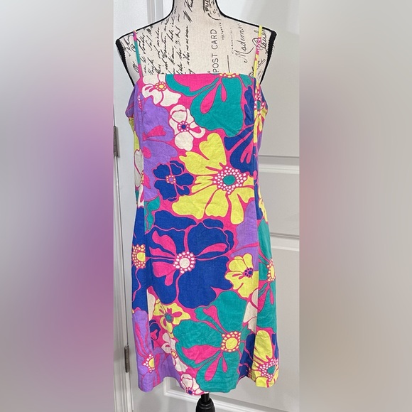 💐💐Gap Multi-Color Floral Linen-Blend Mini Dress - Size M💐💐 - Picture 2 of 12